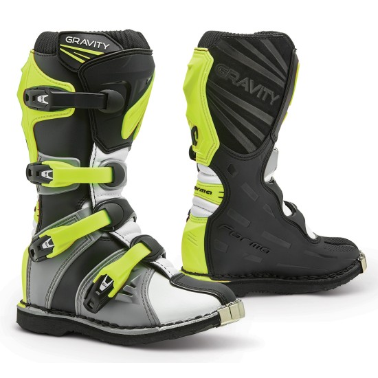 Botas moto MX FORMA Gravity Grey White Yellow Fluo - Infantil - Ropamotorista.com - Distribuidor Oficial Forma Boots en España y Portugal