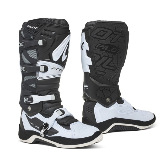 Botas moto MX FORMA Pilot Black White - Ropamotorista.com - Distribuidor Oficial Forma Boots en España y Portugal