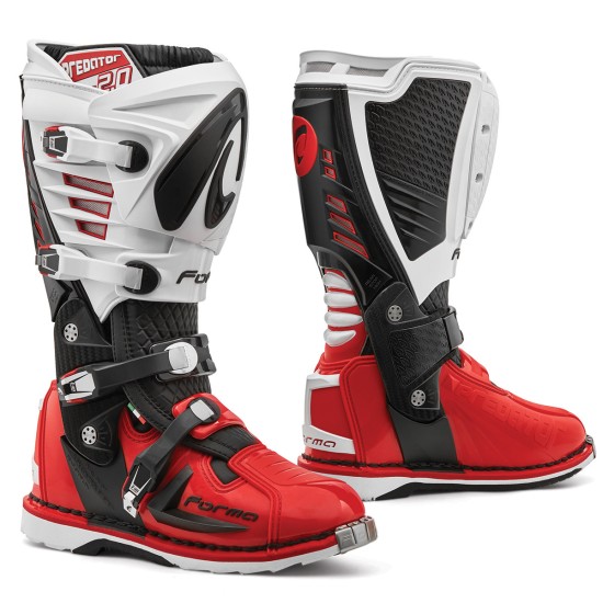 Botas moto MX FORMA Predator 2.0 Black White Red - Ropamotorista.com - Distribuidor Oficial Forma Boots en España y Portugal