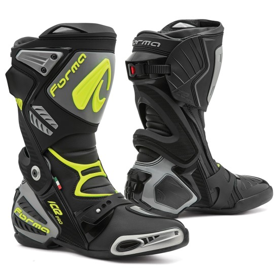 Botas moto FORMA Ice Pro Black Grey Yellow Fluo - Ropamotorista.com - Distribuidor Oficial Forma Boots en España y Portugal