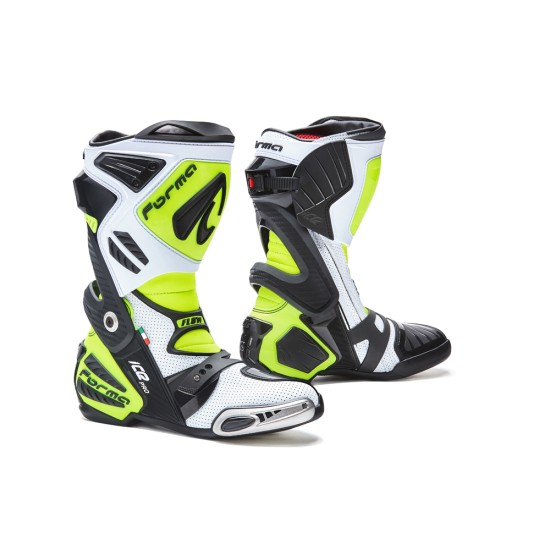 Botas moto FORMA Ice Pro Flow White Black Yellow fluo - Ropamotorista.com - Distribuidor Oficial Forma Boots en España y Portugal